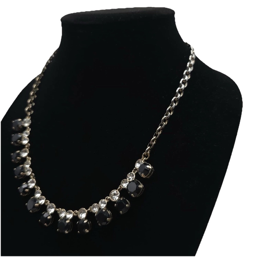 J.Crew‎ Black & Clear Rhinestone Necklace